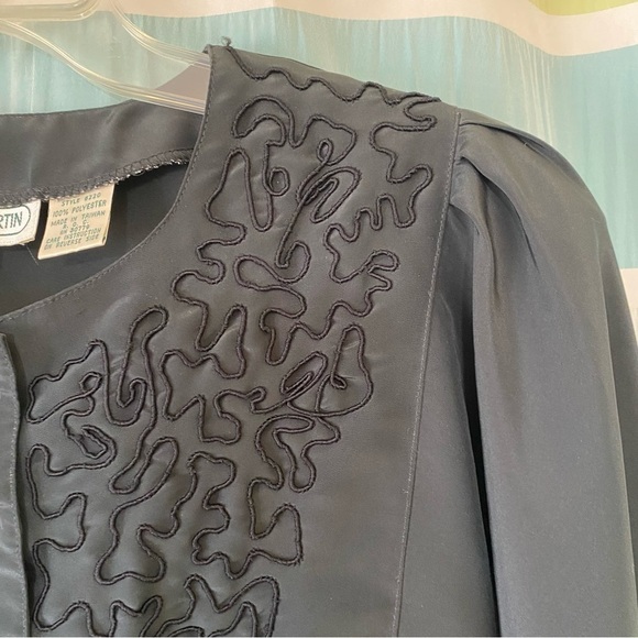 Vintage Edwardian Style Embroidered Black Blouse Sz 8 - Picture 9 of 12